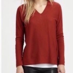VINCE. • Orange V-Neck Sweater Size Large